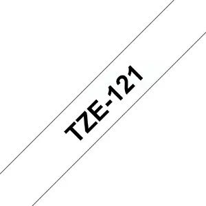 Brother TZE-121 Laminated Label-Making Tape, 9 mm Width, 8 m Length, Black on Clear
