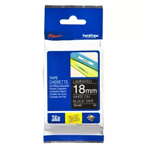 Laminētā lente Brother TZe345 18mm Balta uz melna