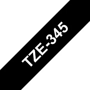 Brother TZe-345 Laminated Label Tape 18 mm White on Black Thermal Transfer