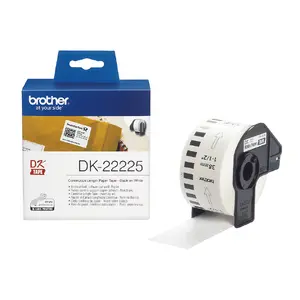 Brother DK-22225 Continuous Paper Tape Black on White 38 mm x 30.48 m