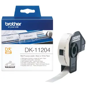 Brother DK11204 Multi Purpose Labels Black on White 400 Labels per Roll