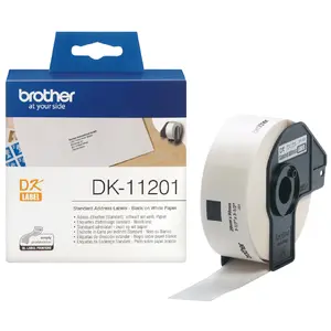 Brother DK-11201 Standard Address Labels Black on White DK Tape 400 Labels per Roll