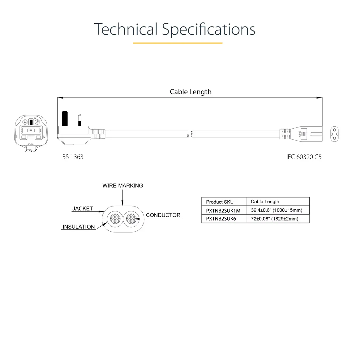 Кабель питания StarTech.com PXTNB2SUK1M Photo 4