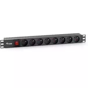 Equip 333285 energosadales vienība, PDU 8 Maiņstrāvas izvade (-s) 1U Melns