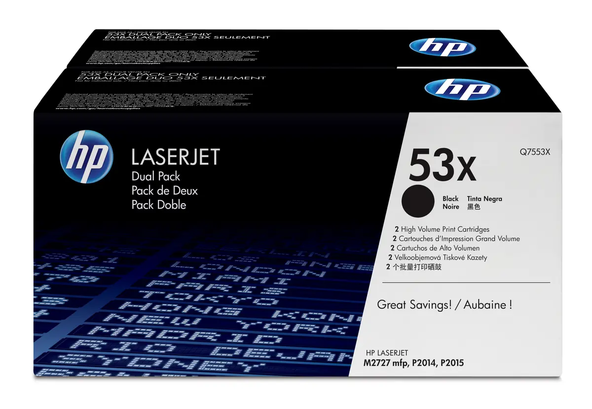 HP 53X 2-pack Lielas ietilpības melnas