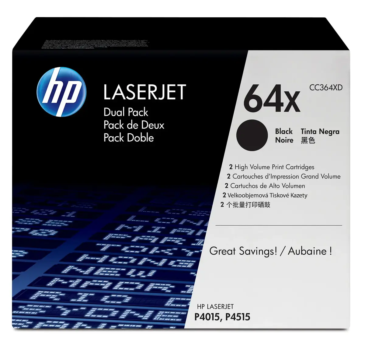 HP 64X CC364XD 2 iepakojumu melnu