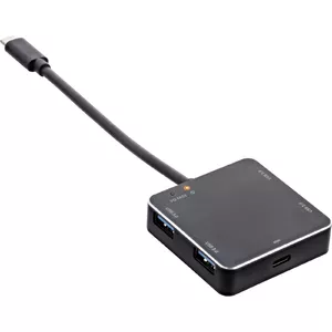 InLine USB 3.1 Hub, USB-C to 4 Port USB-A, with PD 60W, aluminium, black, w/o PSU