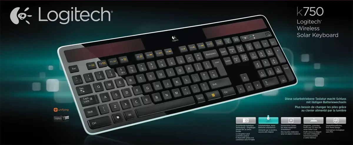 Bezvadu tastatūra Logitech K750 Photo 3