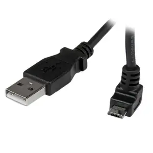 StarTech 1m Micro USB Cable USB 2.0 Type A to Up-Angle Micro-B Male to Male Black USBAUB1MU