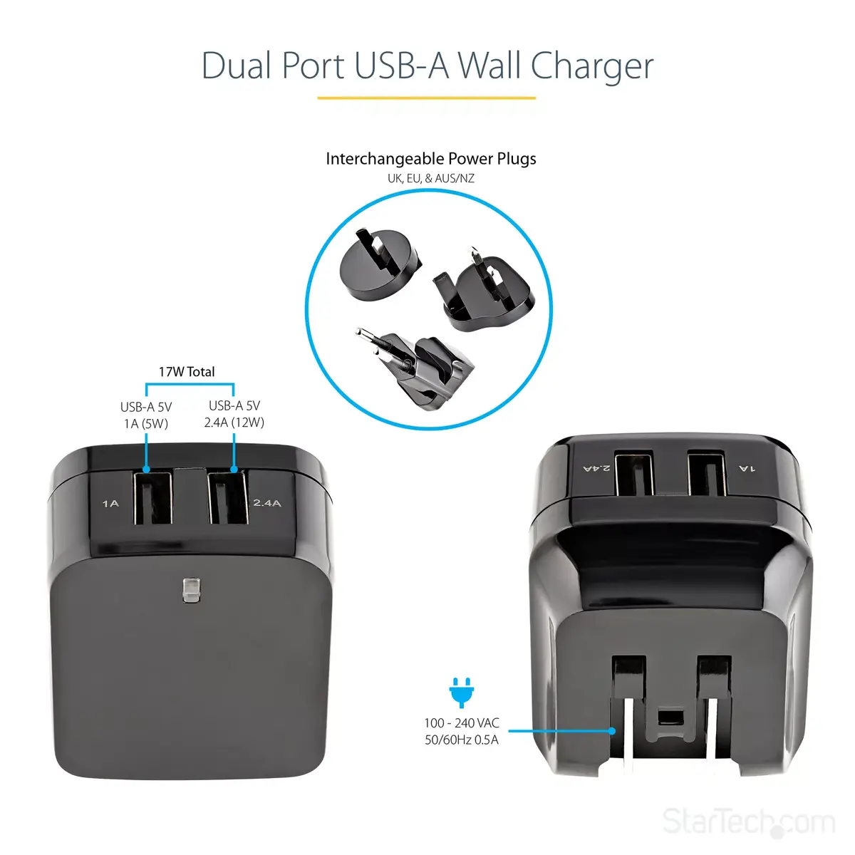 Sienas lādētājs StarTech.com USB divu portu 17W/3.4A Photo 7