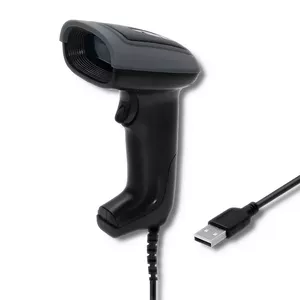 Handheld barcode reader QOLTEC 50863 — 1D/2D scanner, USB wired, LED sensor, black, 5V, 1.8 m cable