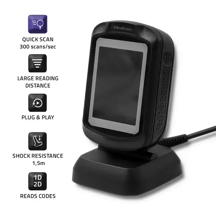 Fixed barcode reader QOLTEC 50864 1D/2D USB Photo 4