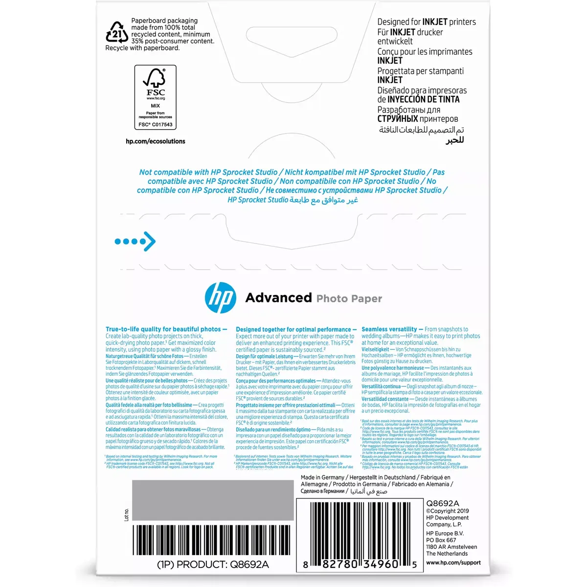 Photo Paper HP Advanced 250 g/m2 Photo 3