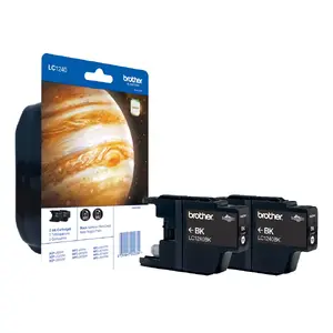Original Brother ink cartridge LC-1240BKBP2DR — Black, pigment-based, 2-pack