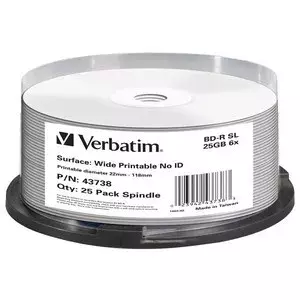 BD-R Verbatim 25GB 6x Wide Printable 25 Pack Spindle