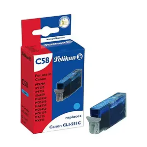 Pelikan C58 ciāna tintes kasetne Canon CLI-551C XL printeriem