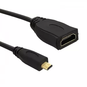 HDMI kabelis QOLTEC 50399 — 0.2 m, HDMI Type A (sieviete) uz HDMI Type D (Micro, vīrietis), HDMI 1.4, melns