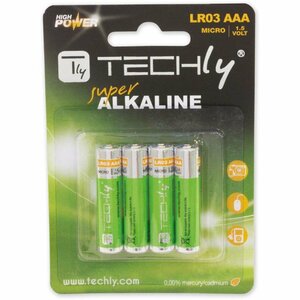 Techly Blister 4 Batteries High Power Mini Stilo AAA Alkaline LR03 1.5V IBT-KAL-LR03T