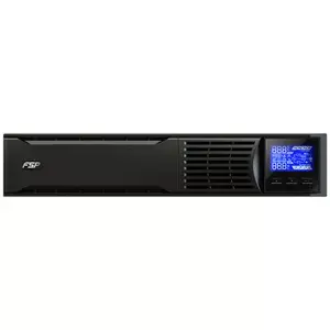 Riepu UPS fsp/fortron CHAMP 3K RACK — 3000 VA, 2400 W, 110–300 V, ±1% akumulatora režīmā, 4 kontaktligzdas, USB