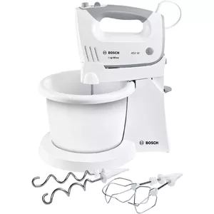 Кухонный миксер Bosch MFQ36460 — 450 Вт, 5 скоростей, турбо, съемная подставка, белый