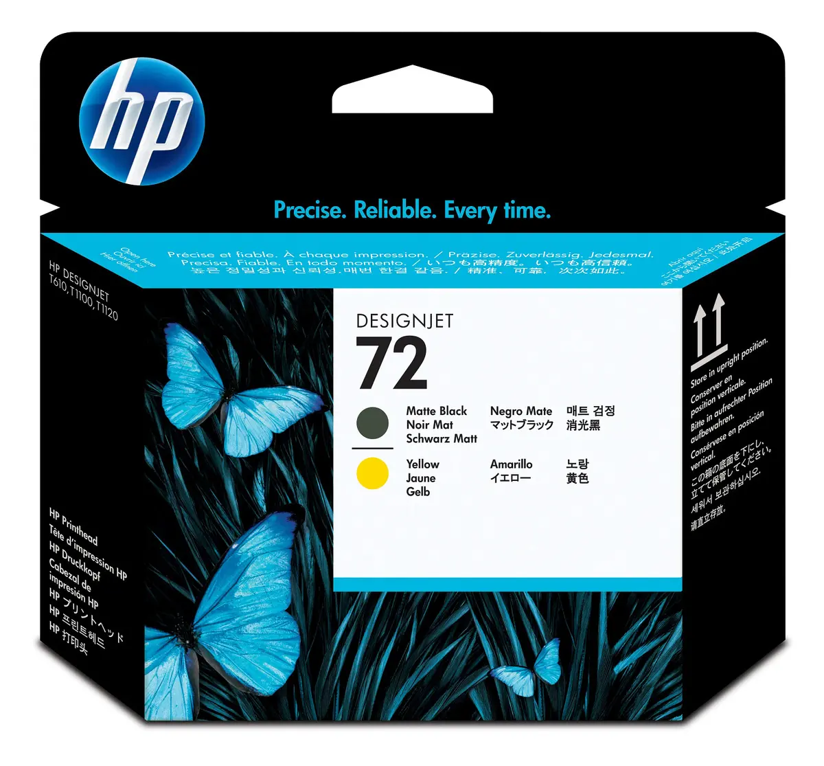 HP 72 Matte Black and Yellow