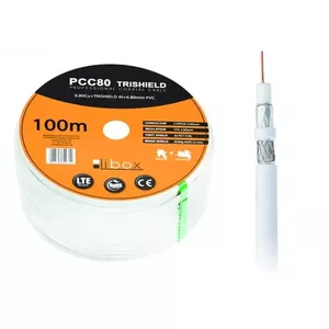 Coaxial cable LIBOX PCC80 RG-6/U 100 m, FEP jacket, 0.8 mm copper conductor, aluminium shield, white