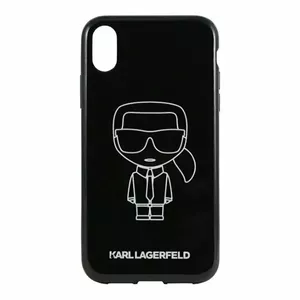Phone case Karl Lagerfeld for iPhone XR — PC back, TPU bumper, glitter Ikonik design, white outline with black accents