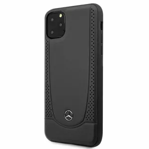 Кожаный жесткий чехол Mercedes‑Benz для iPhone 11 Pro Max — перфорация, черный