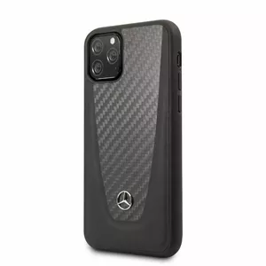 Жёсткий чехол Mercedes‑Benz для iPhone 11 Pro — кожа с вставкой под карбон, чёрный