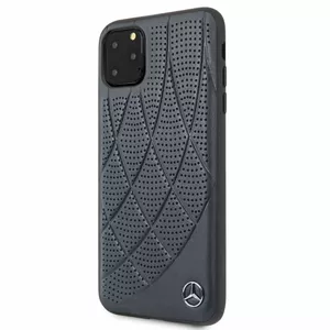 Стеганый чехол из натур.кожи для iPhone 11 Pro Max — Mercedes Benz, синий