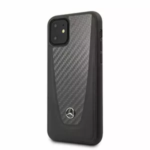 Жёсткий чехол Mercedes‑Benz для iPhone 11 — кожа и карбоновый эффект, чёрный