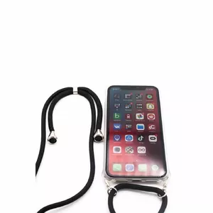 Aizsargvāciņš Evelatus priekš Samsung A30s — melns caurspīdīgs aizmugures ar auklu