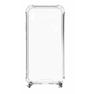 Phone case Evelatus for Samsung A40s — transparent pink with rope