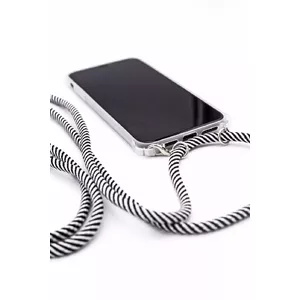 Protective phone case Evelatus for Samsung A40s — transparent with black stripes