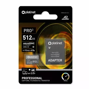 MicroSDXC atmiņas karte PLATINET PRO3 512 GB Class 10 ierīcēm
