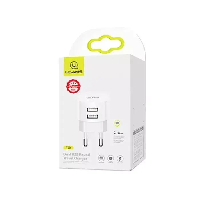 Lādētājs usams T20 2xUSB 2.1A Round Photo 4