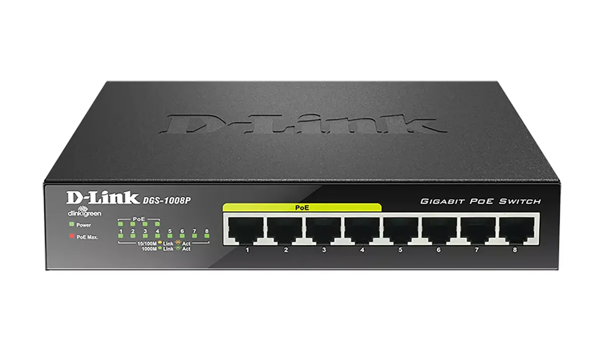 D-Link DGS-1008P nevadāms gigabitu Ethernet tīkla