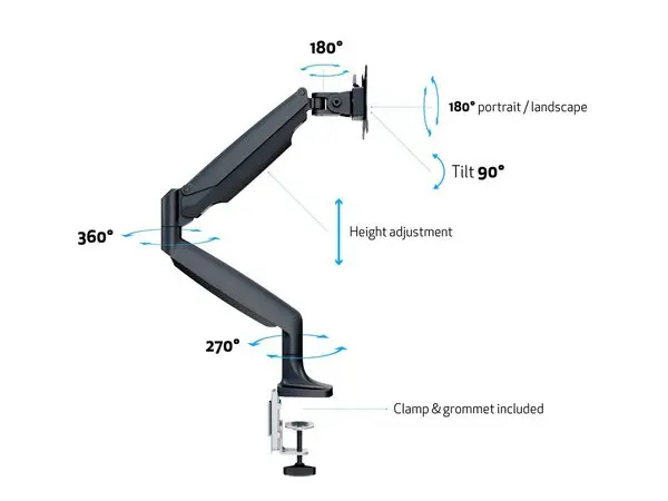 Desk Mount Multibrackets M Gas Spring Single Black Photo 21