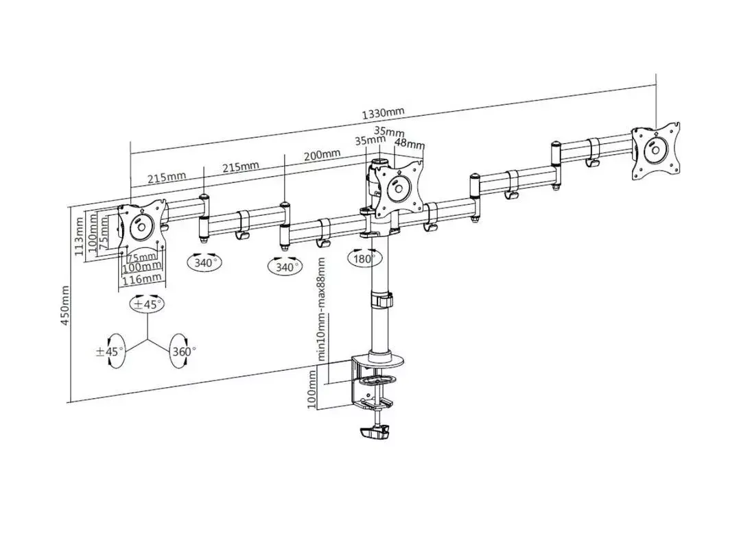 Настольный крепеж Multibrackets M Deskmount Basic Triple Photo 20