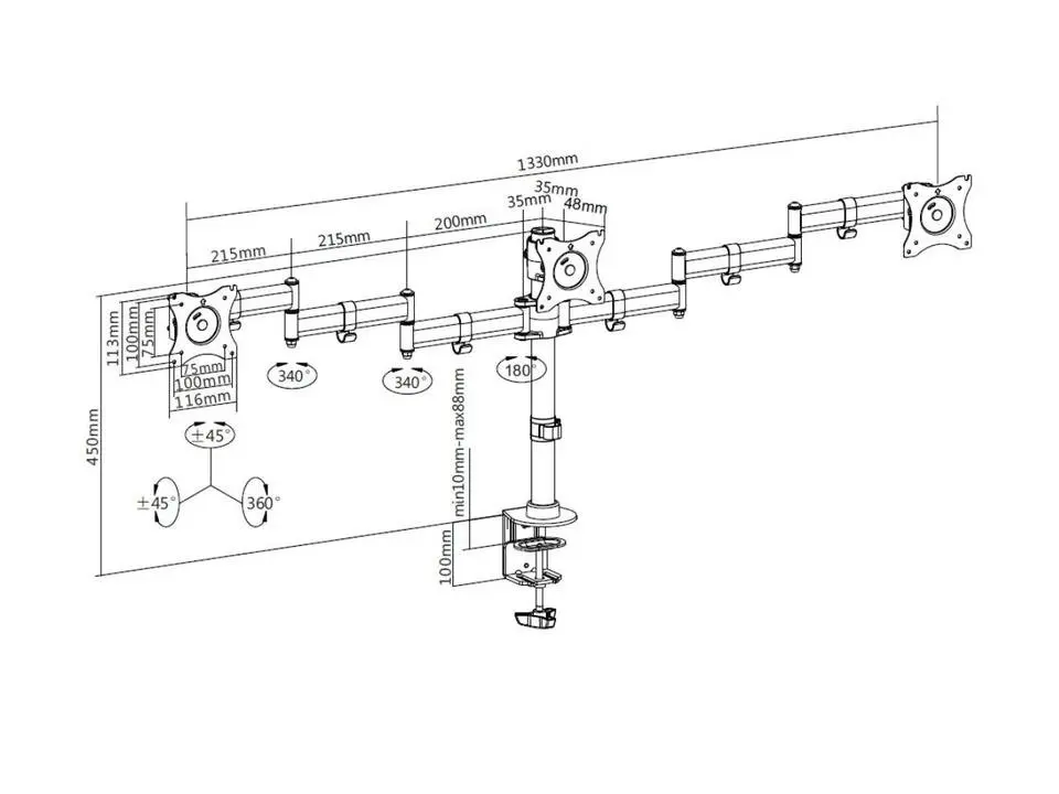 Настольный крепеж Multibrackets M Deskmount Basic Triple Photo 24