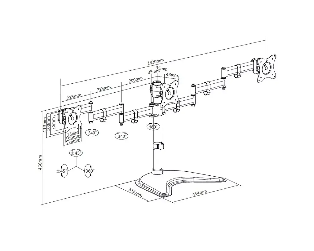 MULTIBRACKETS M Deskstand Basic Triple statīvs Photo 20
