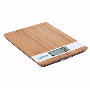 Kitchen weighing scale ORO-MED (wood color) – mechanical/analog kitchen scale, compact size