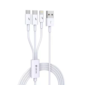 USB charging cable Devia Smart series 3in1 — micro USB, USB-C, Lightning, white