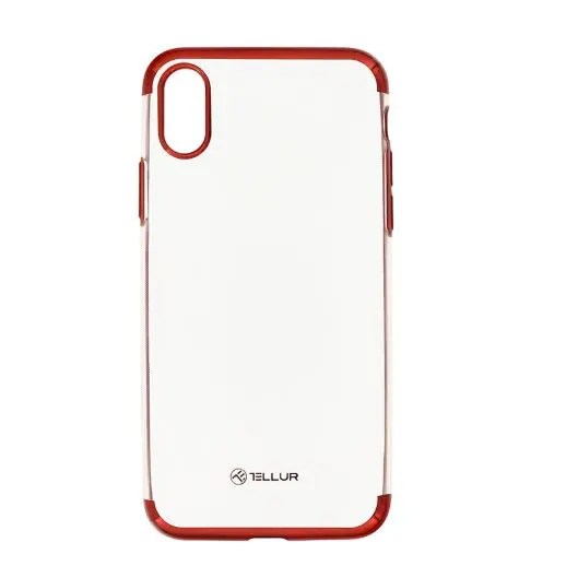 Vāks Tellur iPhone X Sarkans Caurspīdīgs
