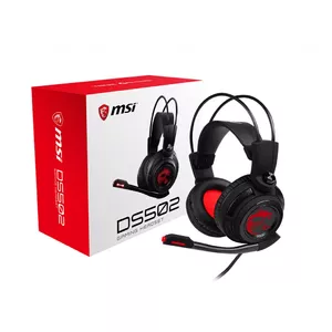 MSI DS502 7.1 Virtual Surround Sound Gaming Headset 'Black with Ambient Dragon Logo, Wired USB connector, 40mm Drivers, inline Smart Audio Controller, Ergonomic Design'