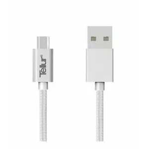USB to Micro USB data cable Tellur Nylon Braided 1 m Silver