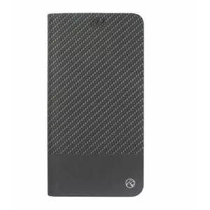 Phone book case Tellur for iPhone XS Max — black carbon finish, folio wallet style