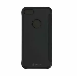 Phone wallet case Tellur for iPhone 8 — synthetic leather, black, with mirror