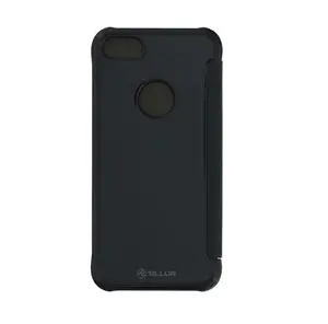 Phone wallet case Tellur for iPhone 8 — synthetic leather, black, with mirror