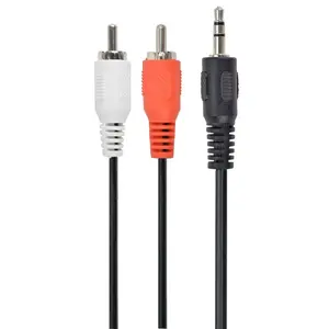 Аудиокабель GEMBIRD CCAB-458 — 1,5 м, 3,5 мм штекер на 2×RCA штекер, чёрный